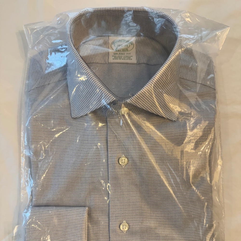 Brooks Brothers Milano Fit Spread Collar Dress Shirt, NWT, 14H-34
